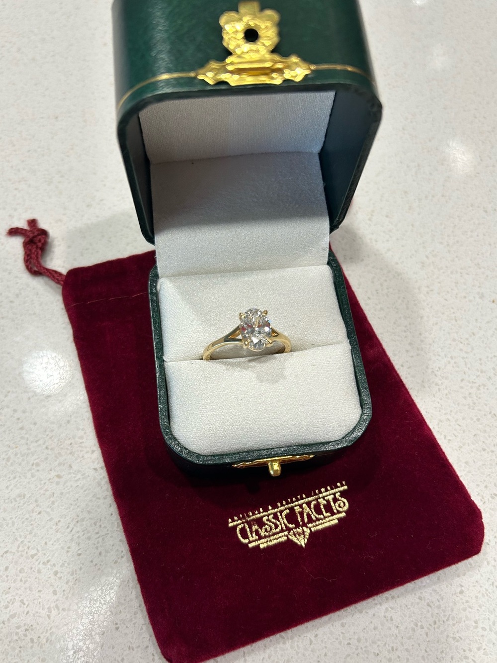Classic Gold Ring with 1.85 carat lab grown diamond